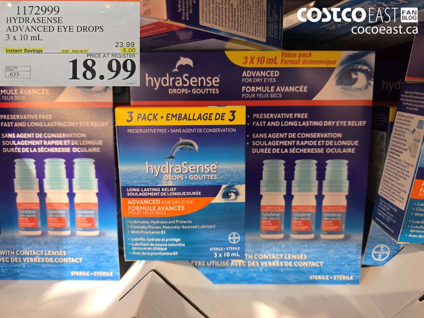 1172999 HYDRASENSE ADVANCED EYE DROPS 3 X 10 ML ($5.00 INSTANT SAVINGS EXPIRES ON 2026-06-07) $18.99