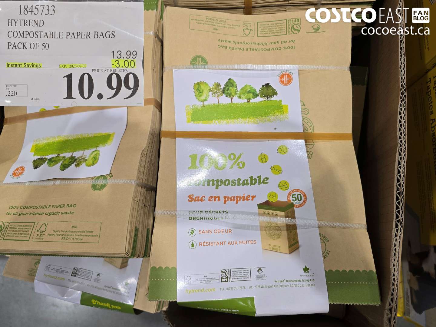 1845733 HYTREND COMPOSTABLE PAPER BAGS PACK OF 50 ($3.00 INSTANT SAVINGS EXPIRES ON 2026-07-05) $10.99