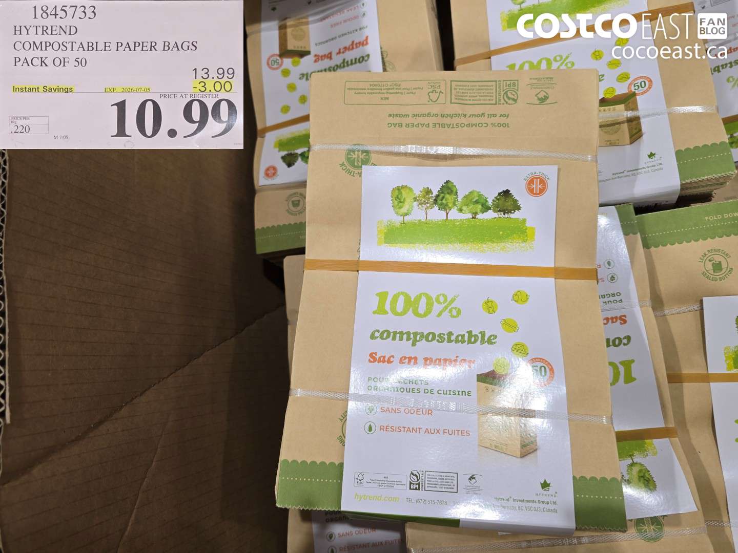 1845733 HYTREND COMPOSTABLE PAPER BAGS PACK OF 50 ($3.00 INSTANT SAVINGS EXPIRES ON 2026-07-05) $10.99