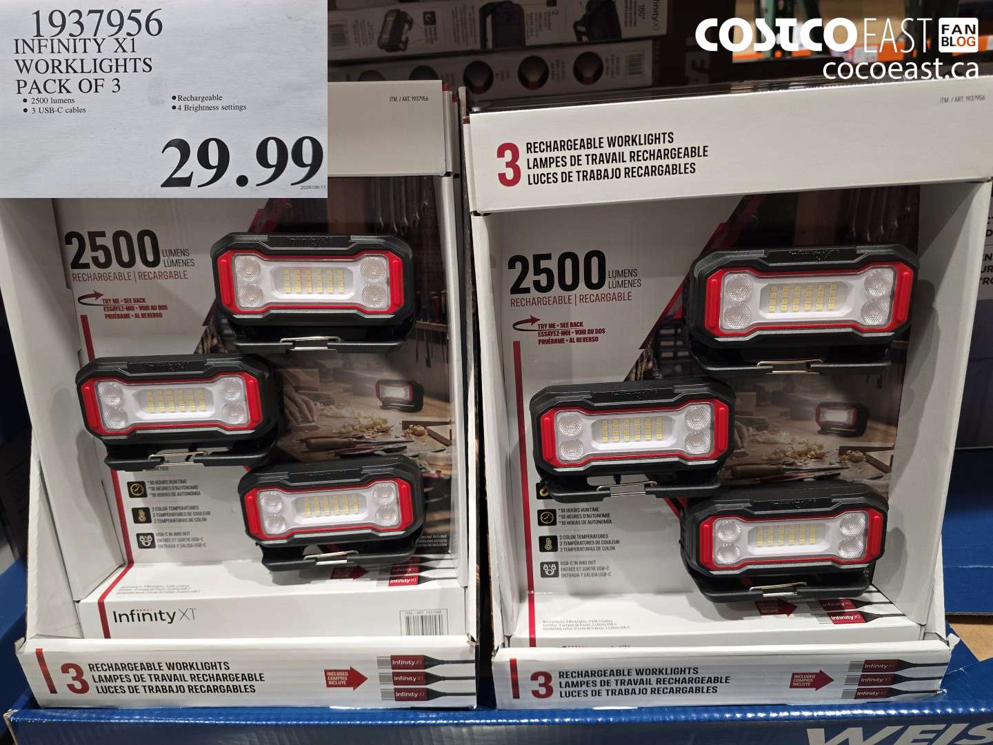 1937956 INFINITY X1 WORKLIGHTS PACK OF 3 $29.99