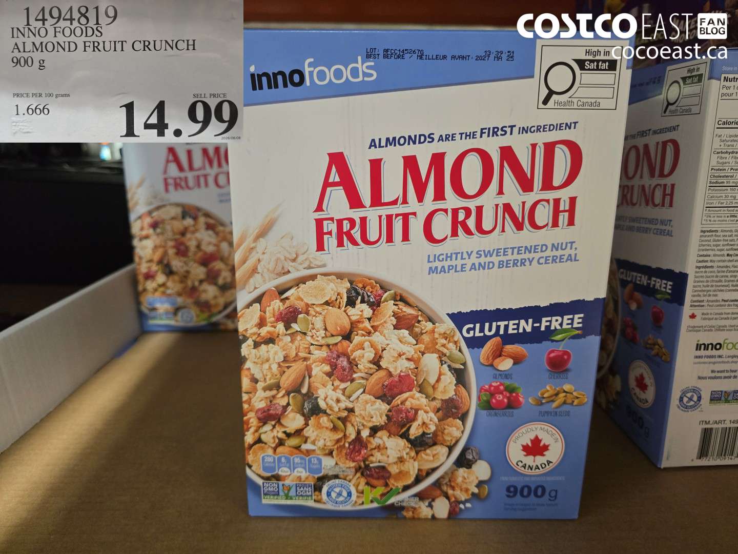 1494819 INNO FOODS ALMOND FRUIT CRUNCH 900 G $14.99