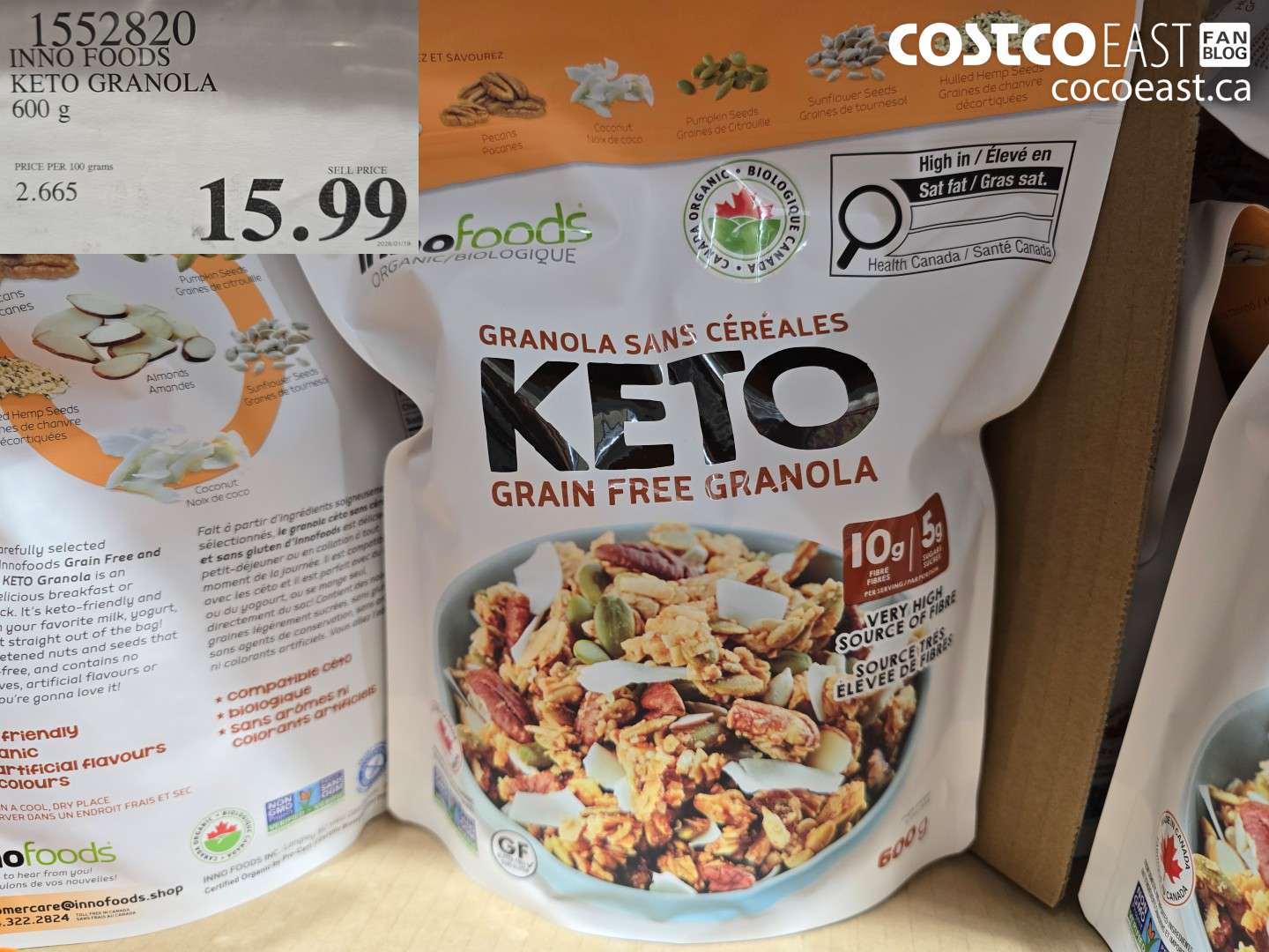 1552820 INNO FOODS KETO GRANOLA 600 G $15.99