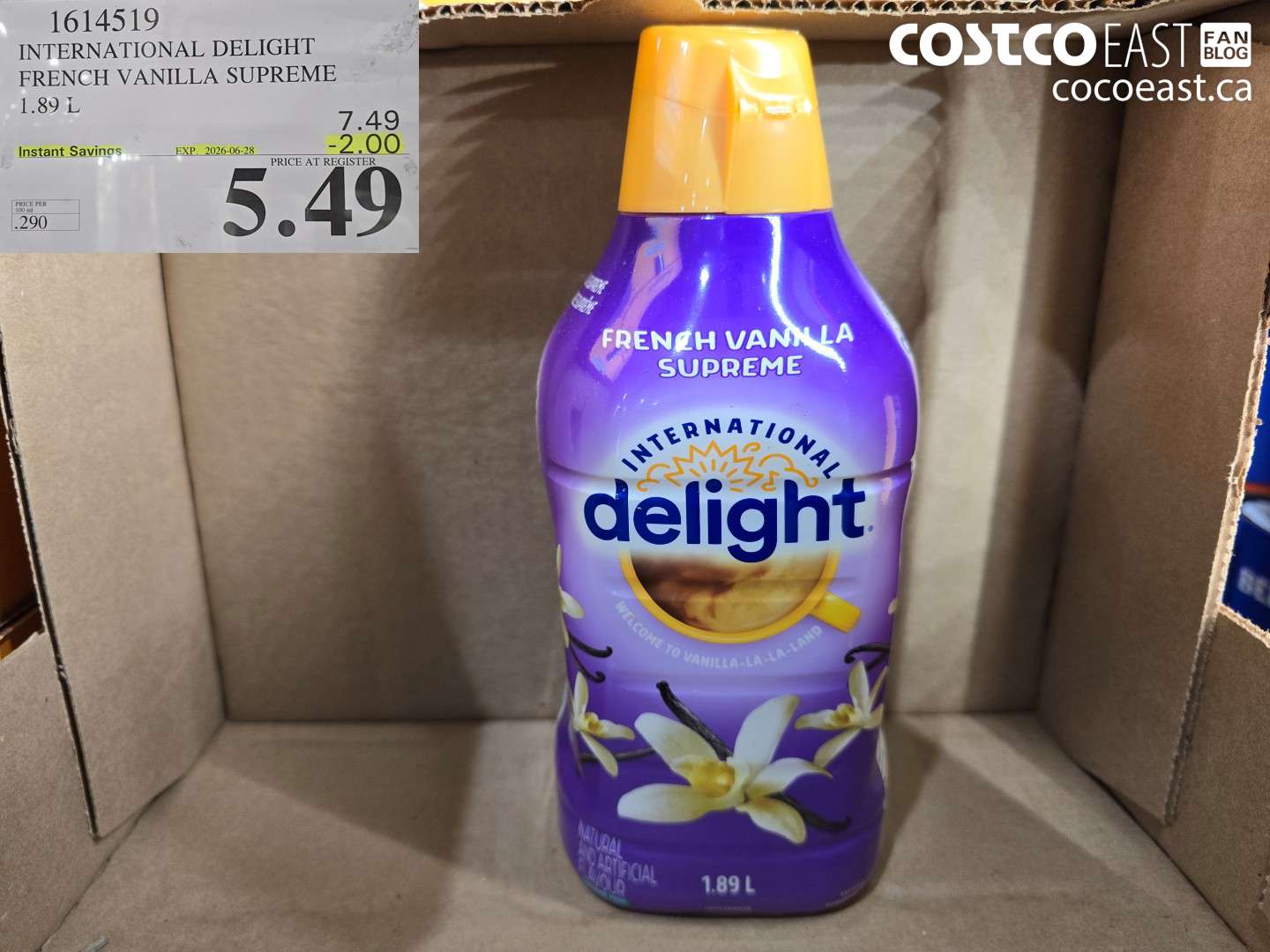 1614519 INTERNATIONAL DELIGHT FRENCH VANILLA SUPREME 1.89 L ($2.00 INSTANT SAVINGS EXPIRES ON 2026-06-28) $5.49