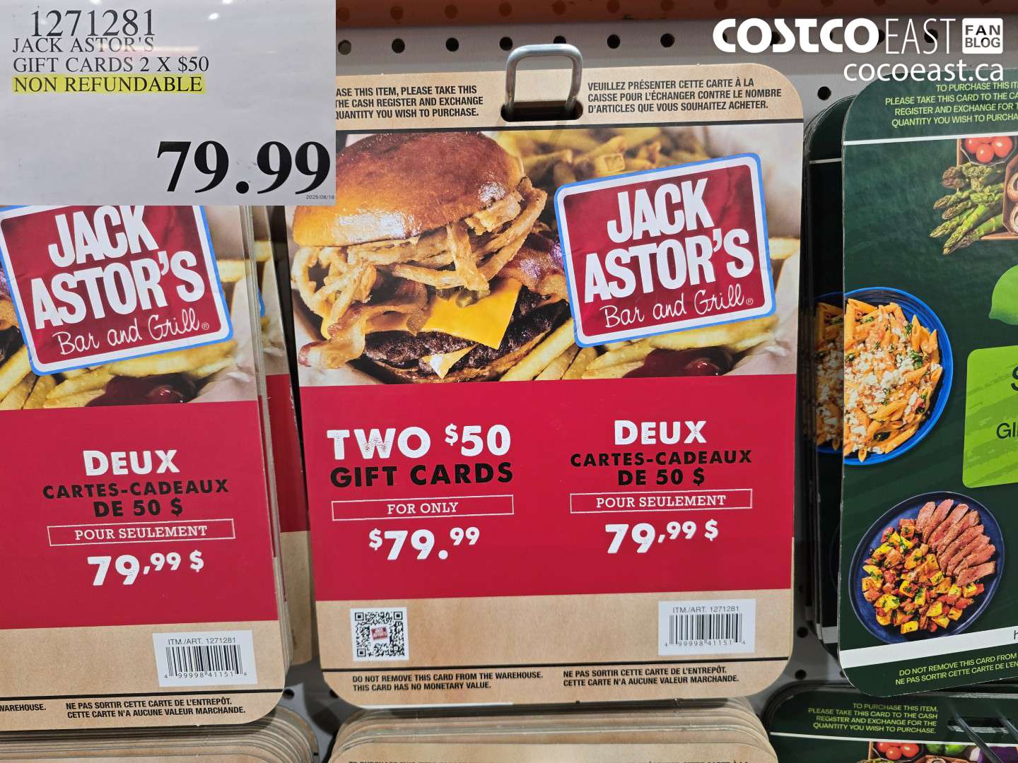 1271281 JACK ASTOR'S GIFT CARDS 2 X $50 NON REFUNDABLE $79.99