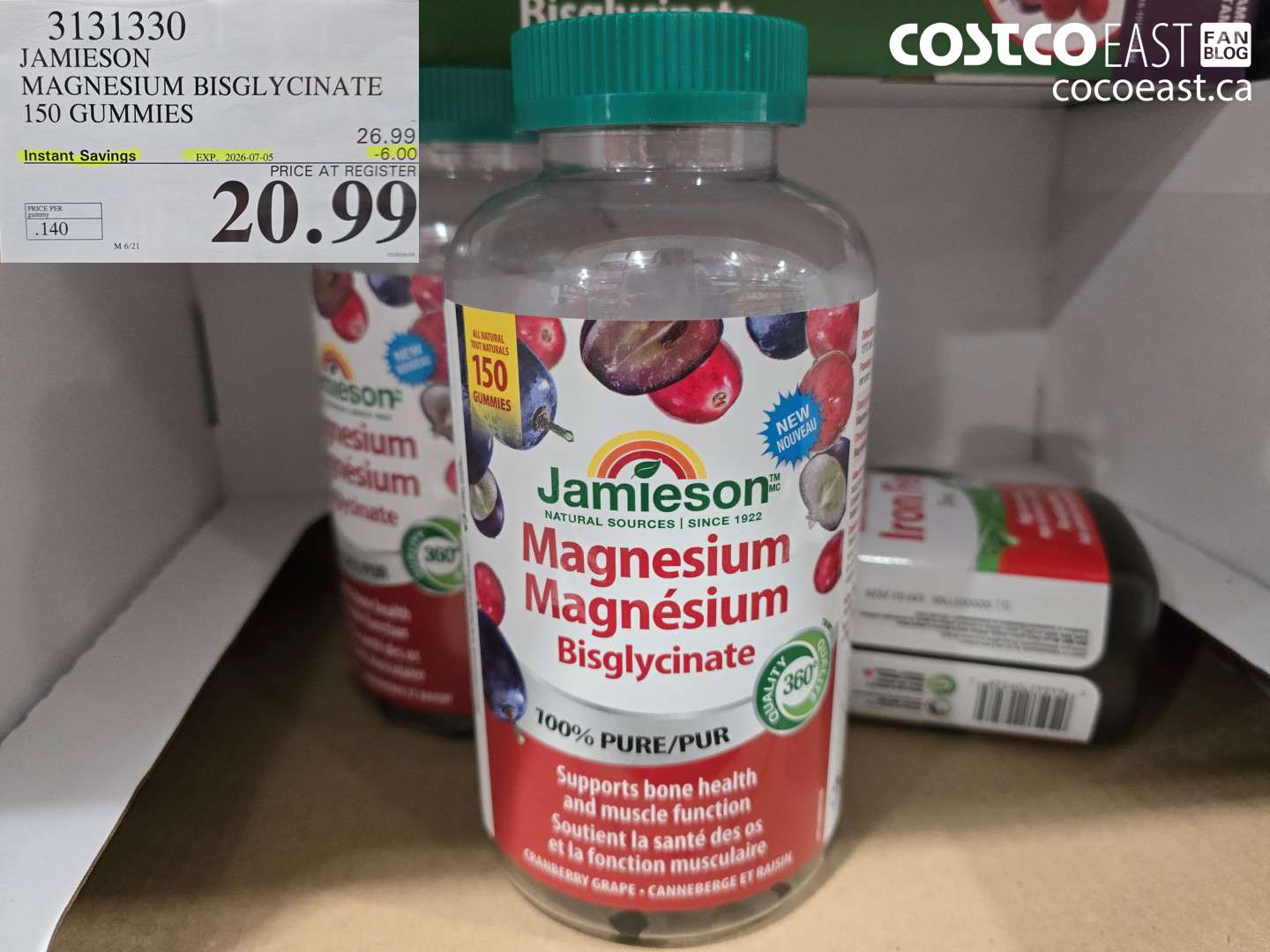 3131330 JAMIESON MAGNESIUM BISGLYCINATE 150 GUMMIES ($6.00 INSTANT SAVINGS EXPIRES ON 2026-07-05) $20.99
