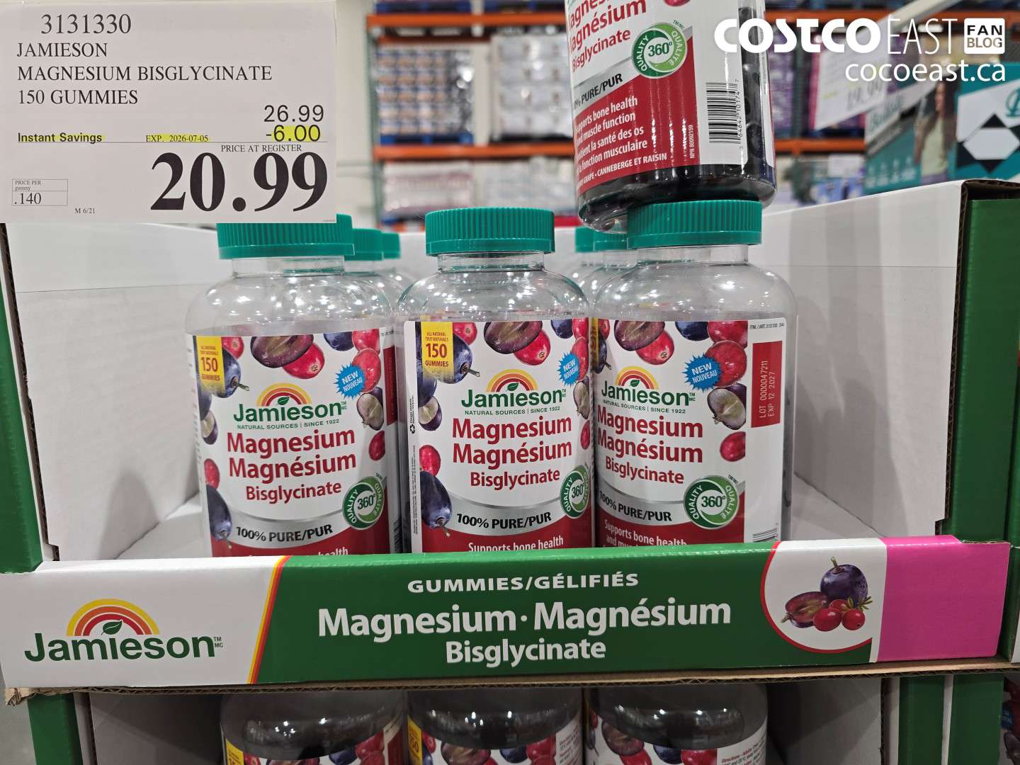 3131330 JAMIESON MAGNESIUM BISGLYCINATE 150 GUMMIES ($6.00 INSTANT SAVINGS EXPIRES ON 2026-07-05) $20.99