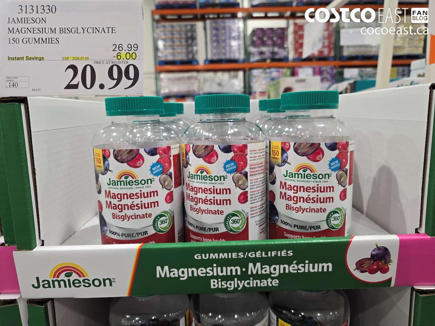 3131330 JAMIESON MAGNESIUM BISGLYCINATE 150 GUMMIES ($6.00 INSTANT SAVINGS EXPIRES ON 2026-07-05) $20.99