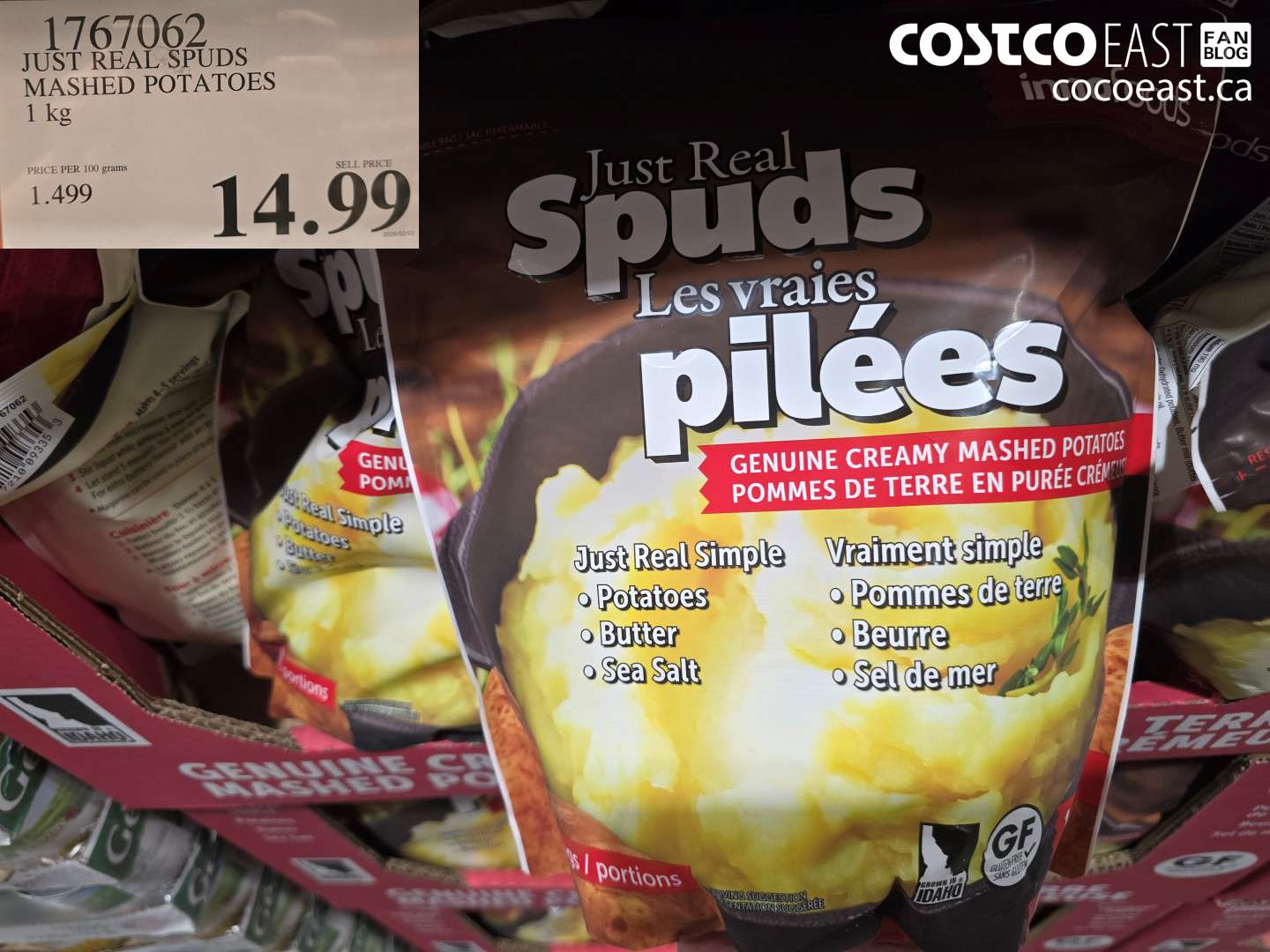 1767062 JUST REAL SPUDS MASHED POTATOES 1 KG $14.99