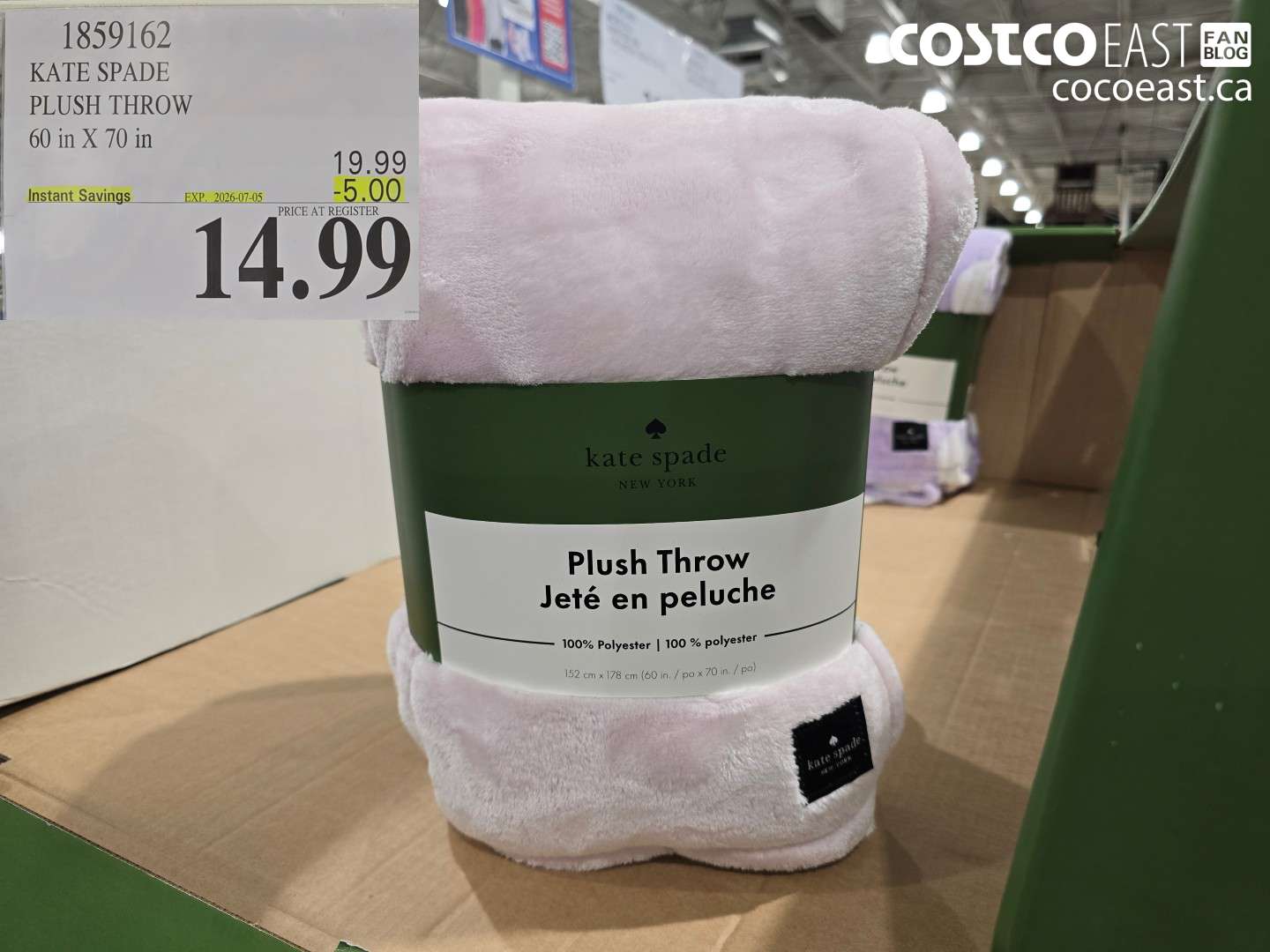 1859162 KATE SPADE PLUSH THROW 60 IN X 70 IN ($5.00 INSTANT SAVINGS EXPIRES ON 2026-07-05) $14.99
