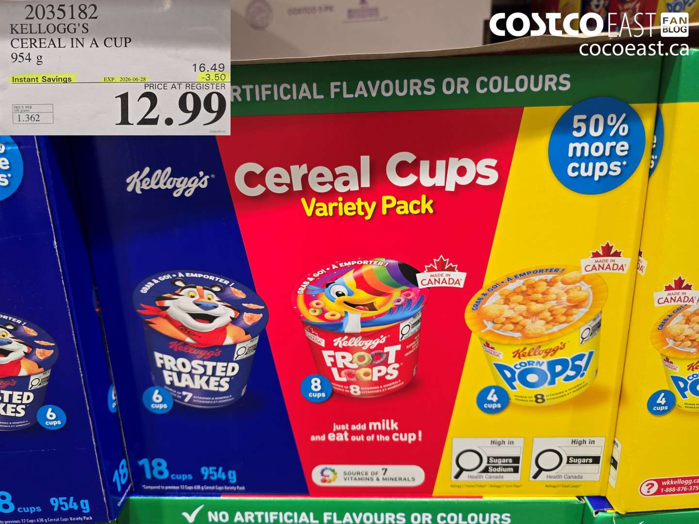 2035182 KELLOGG'S CEREAL IN A CUP 954 G ($3.50 INSTANT SAVINGS EXPIRES ON 2026-06-28) $12.99