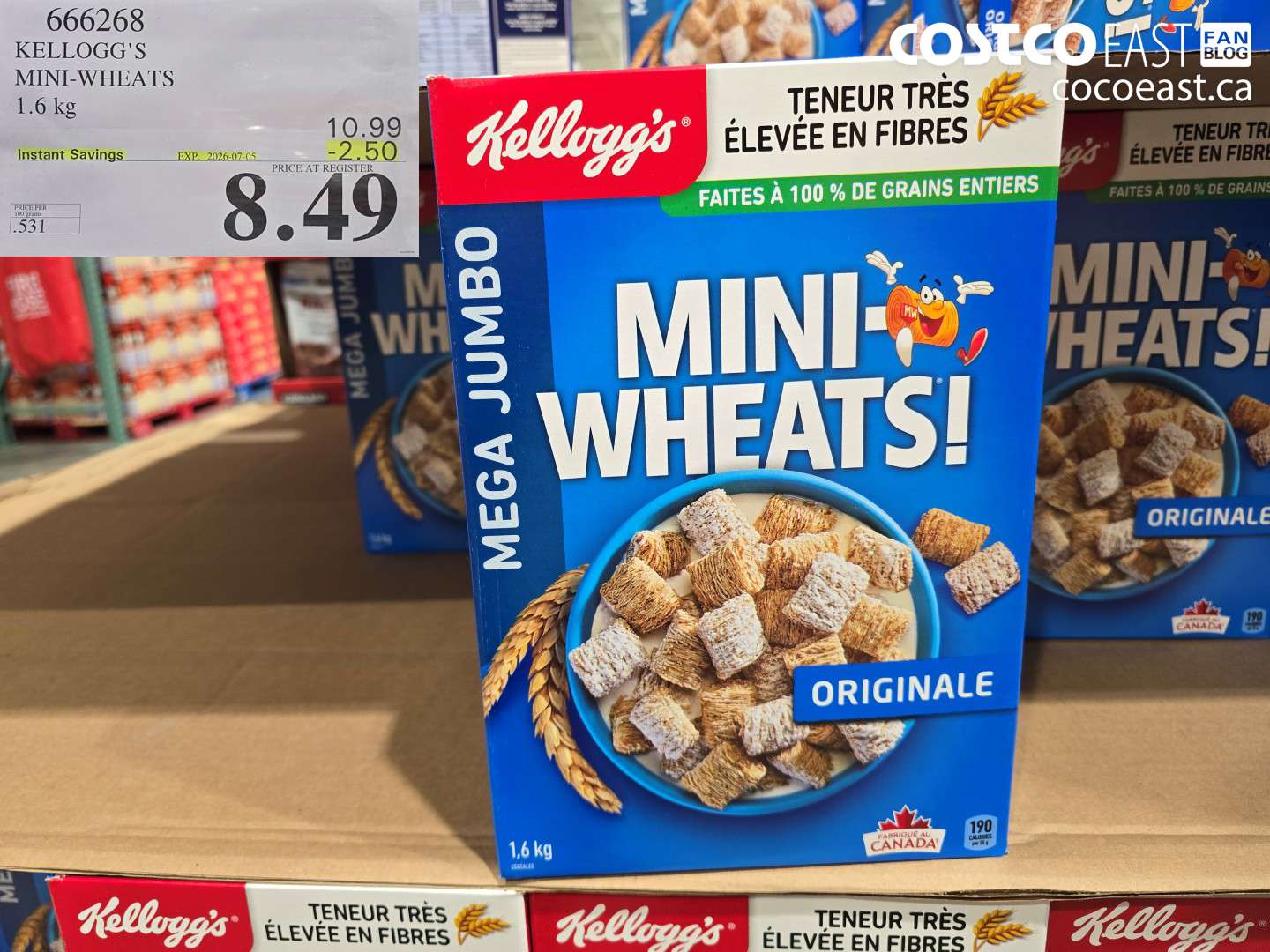 666268 KELLOGG'S MINI-WHEATS 1.6 KG ($2.50 INSTANT SAVINGS EXPIRES ON 2026-07-05) $8.49