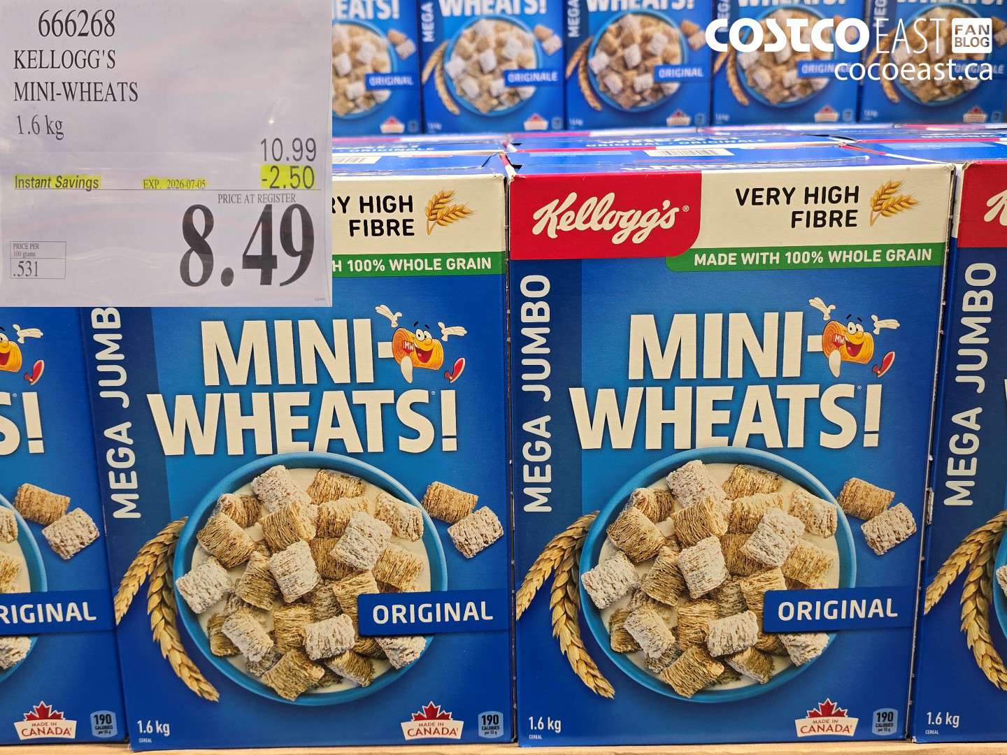 666268 KELLOGG'S MINI-WHEATS 1.6 KG ($2.50 INSTANT SAVINGS EXPIRES ON 2026-07-05) $8.49