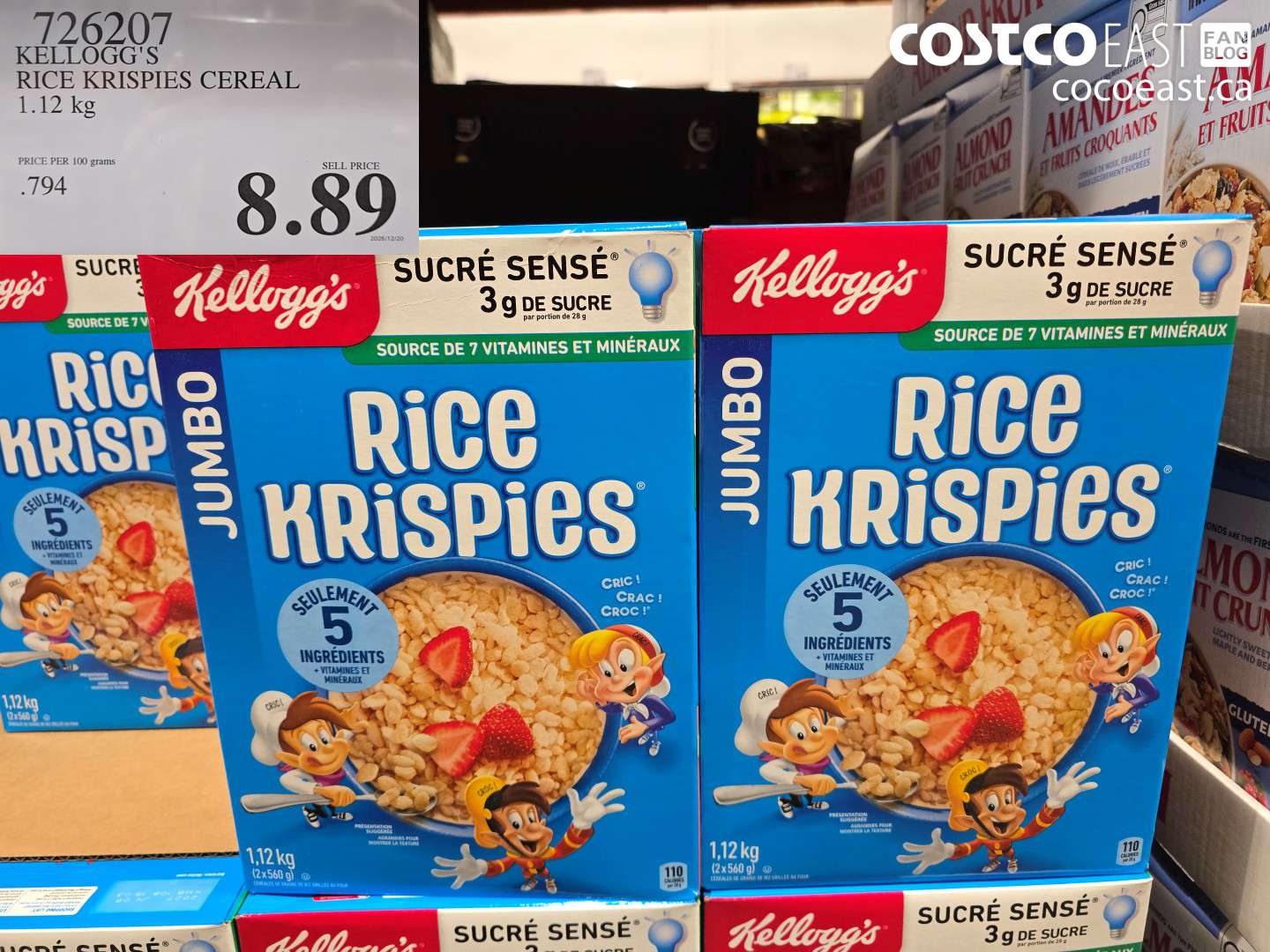 726207 KELLOGG'S RICE KRISPIES CEREAL 1.12 KG $8.89
