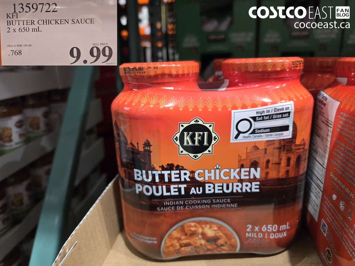 1359722 KFI BUTTER CHICKEN SAUCE 2 X 650 ML $9.99