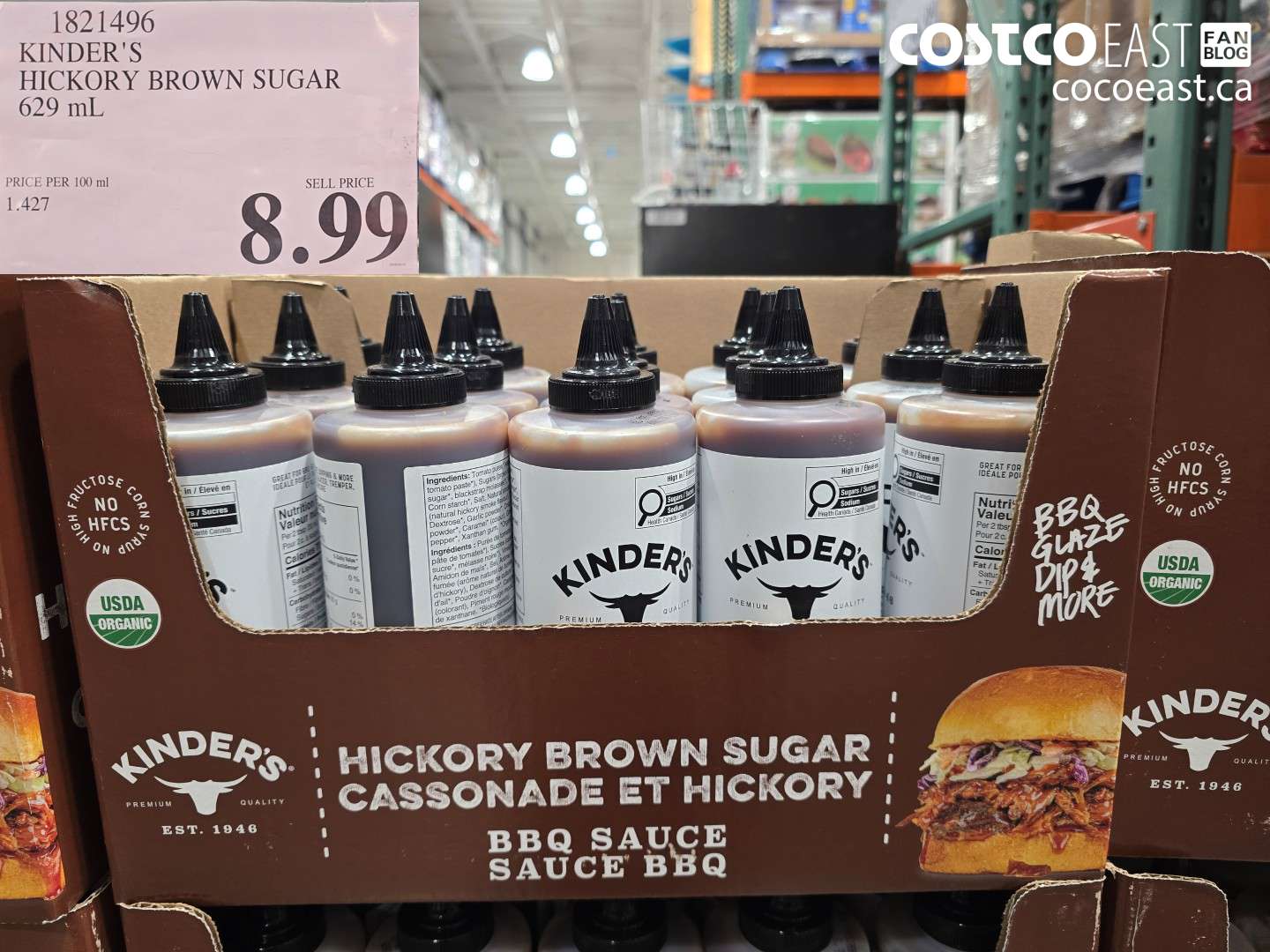 1821496 KINDER'S HICKORY BROWN SUGAR 629 ML $8.99