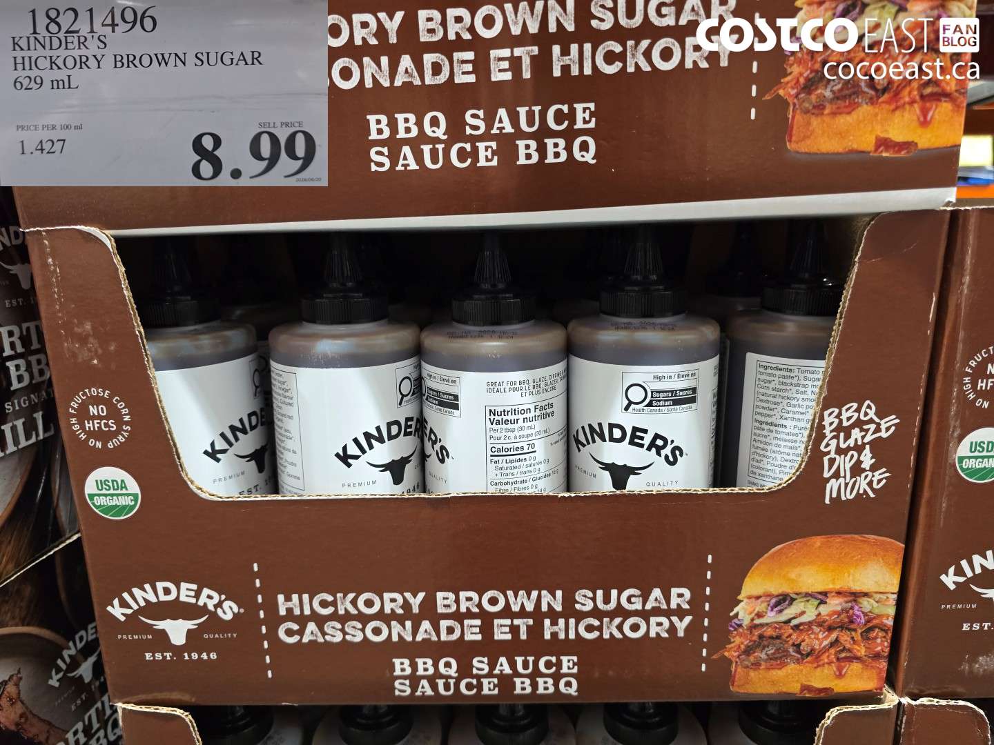 1821496 KINDER'S HICKORY BROWN SUGAR 629 ML $8.99