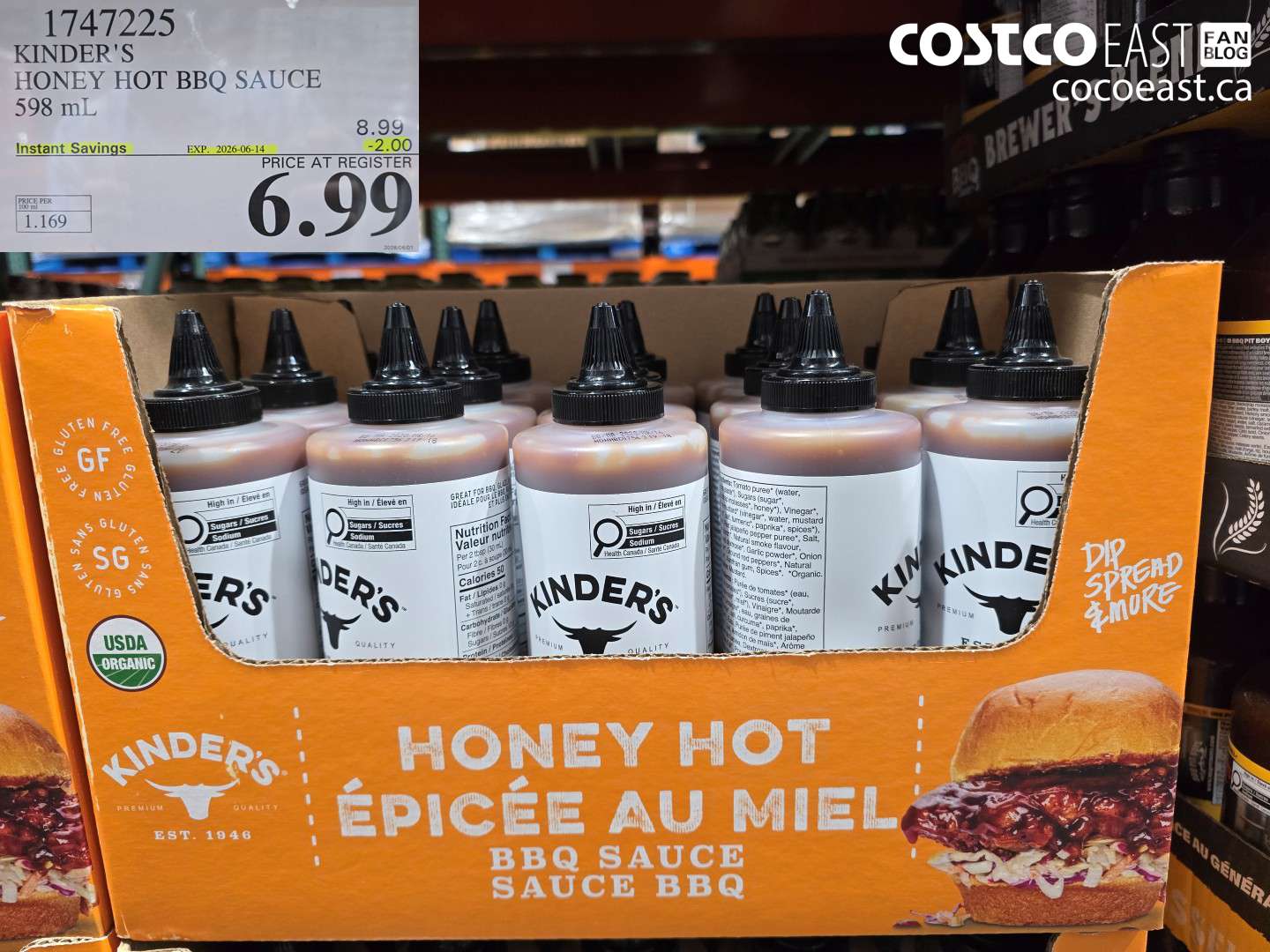 1747225 KINDER'S HONEY HOT BBQ SAUCE 598 ML ($2.00 INSTANT SAVINGS EXPIRES ON 2026-06-14) $6.99