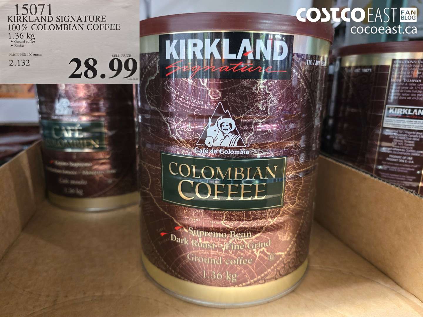 15071 KIRKLAND SIGNATURE 100% COLOMBIAN COFFEE 1.36 KG $28.99