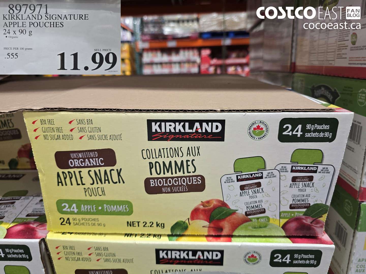 897971 KIRKLAND SIGNATURE APPLE POUCHES 24 X 90 G $11.99