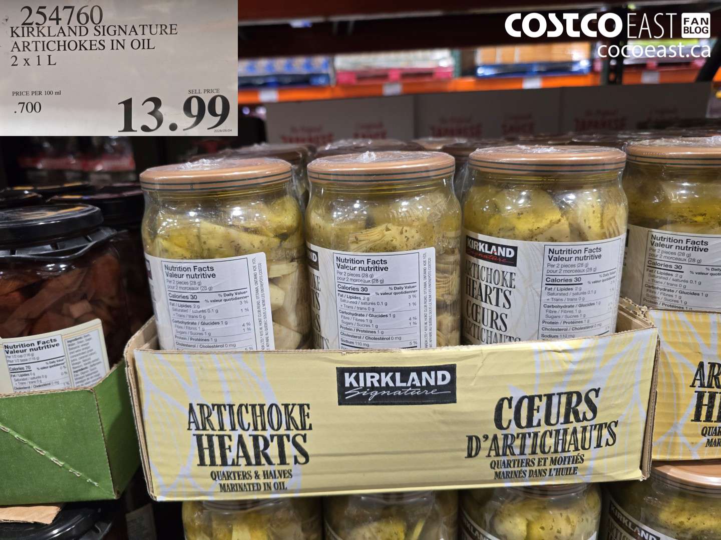 254760 KIRKLAND SIGNATURE ARTICHOKES IN OIL 2 X 1 L $13.99
