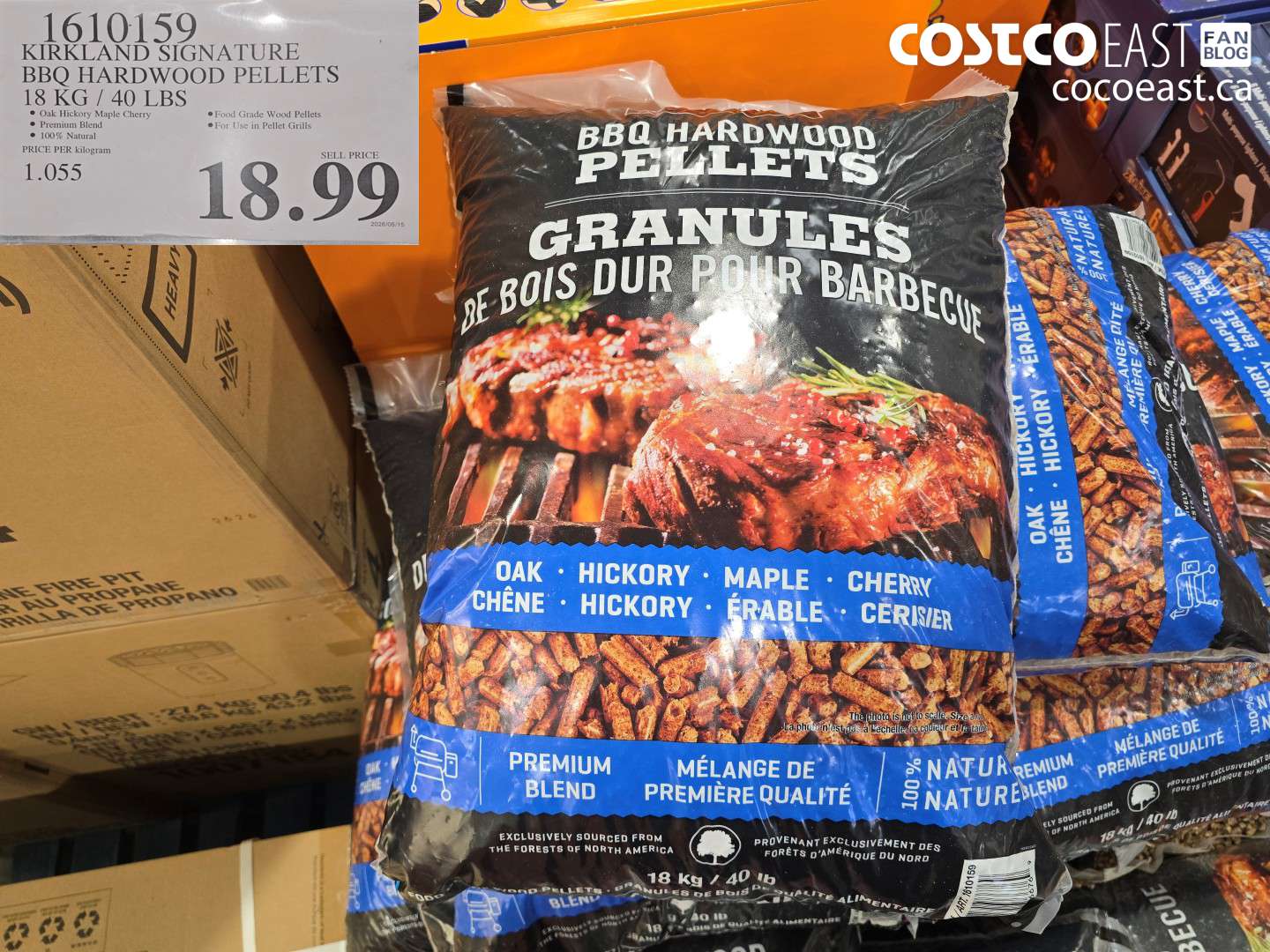 1610159 KIRKLAND SIGNATURE BBQ HARDWOOD PELLETS 18 KG / 40 LBS $18.99