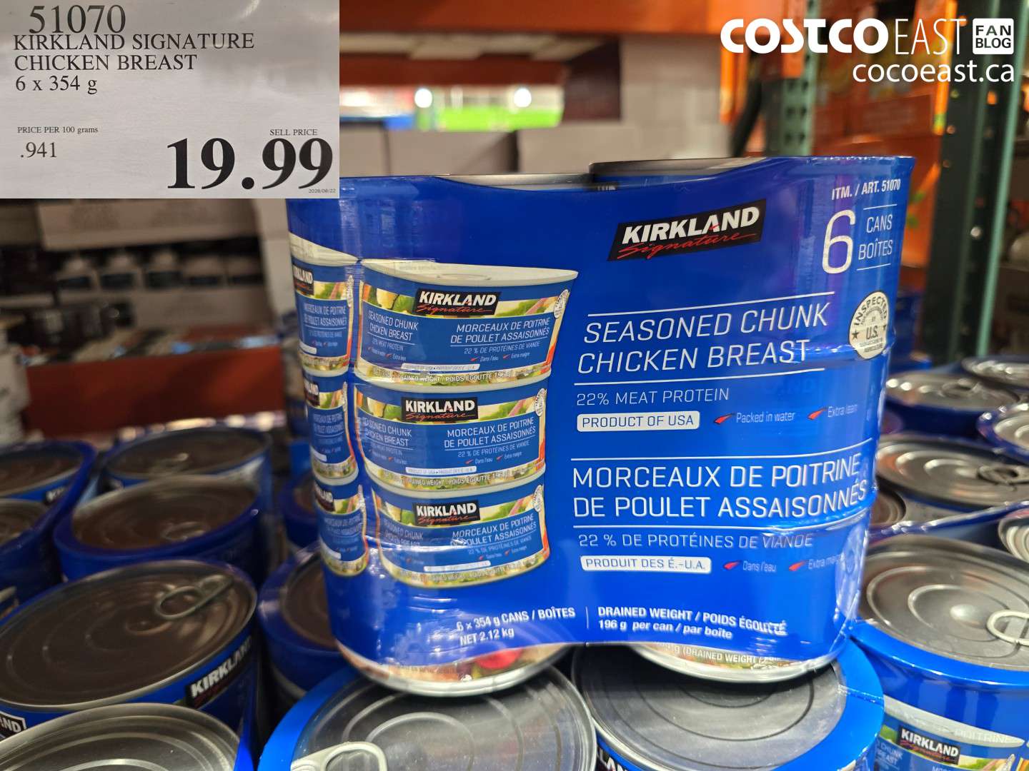 51070 KIRKLAND SIGNATURE CHICKEN BREAST 6 X 354 G $19.99