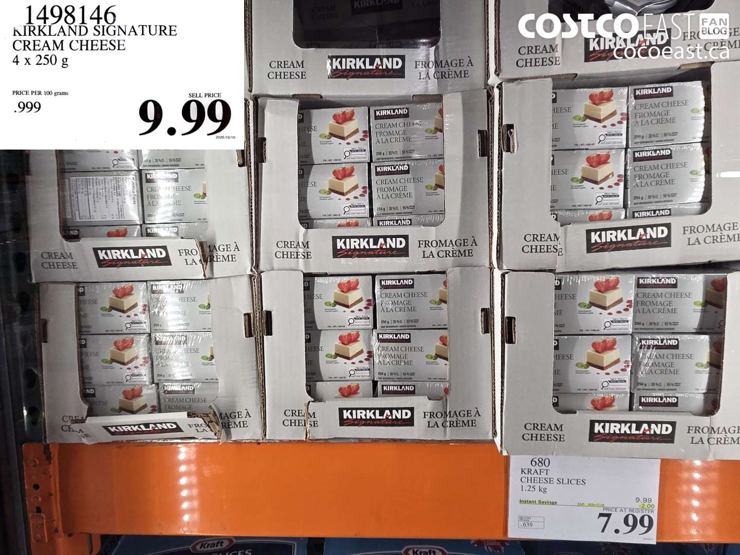 1498146 KIRKLAND SIGNATURE CREAM CHEESE 4 X 250 G $9.99