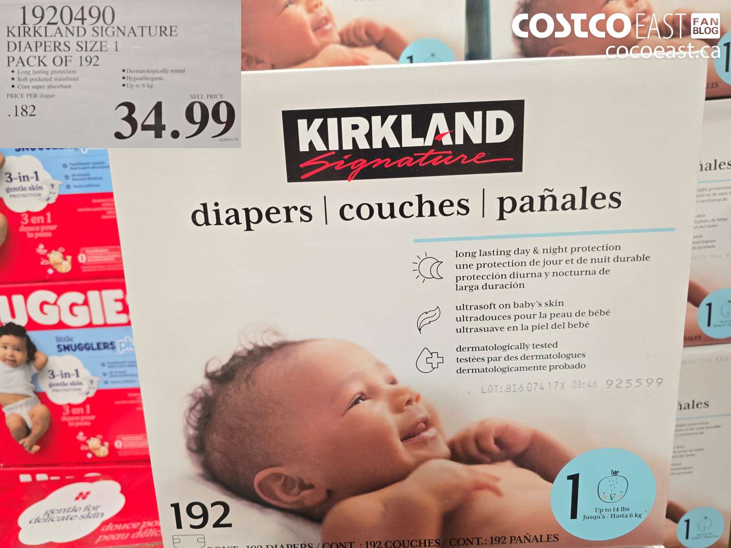 1920490 KIRKLAND SIGNATURE DIAPERS SIZE 1 PACK OF 192 $34.99