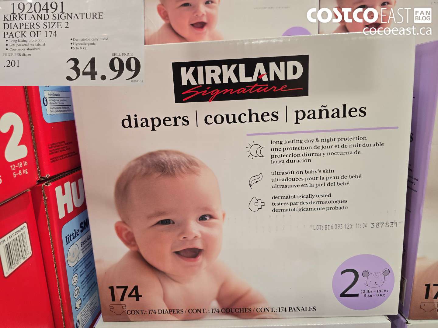 1920491 KIRKLAND SIGNATURE DIAPERS SIZE 2 PACK OF 174 $34.99