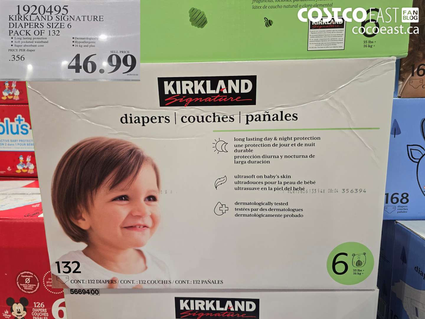 1920495 KIRKLAND SIGNATURE DIAPERS SIZE 6 PACK OF 132 $46.99