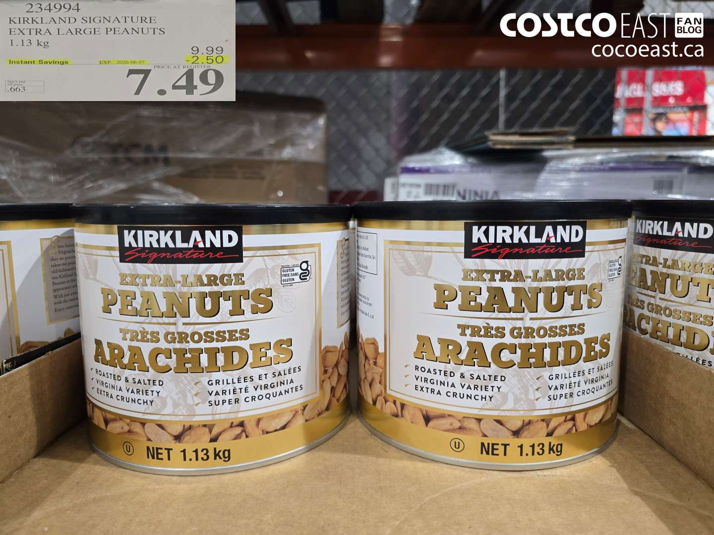 234994 KIRKLAND SIGNATURE EXTRA LARGE PEANUTS 1.13 KG ($2.50 INSTANT SAVINGS EXPIRES ON 2026-06-07) $7.49