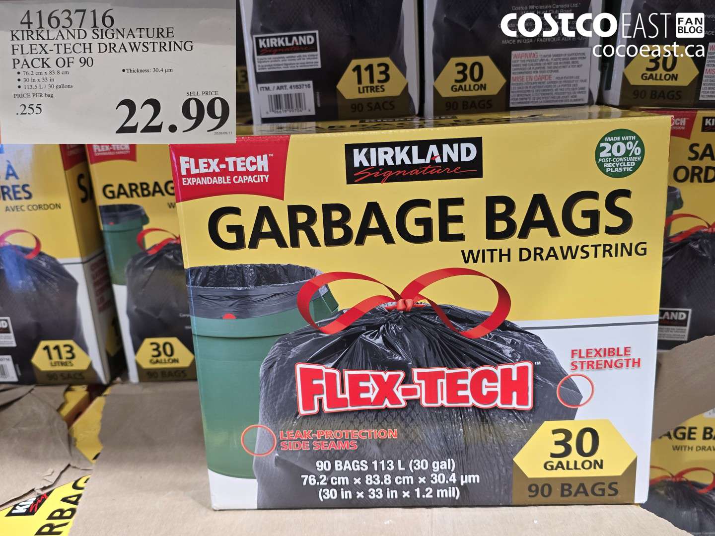 4163716 KIRKLAND SIGNATURE FLEX-TECH DRAWSTRING PACK OF 90 $22.99
