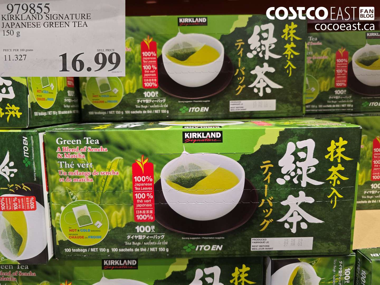 979855 KIRKLAND SIGNATURE JAPANESE GREEN TEA 150 G $16.99