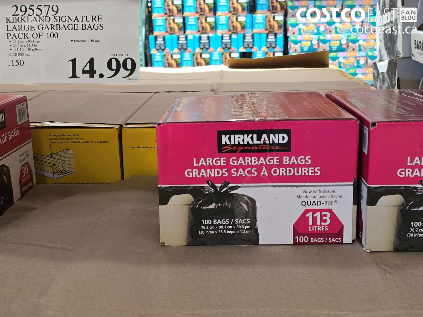 295579 KIRKLAND SIGNATURE LARGE GARBAGE BAGS PACK OF 100 $14.99