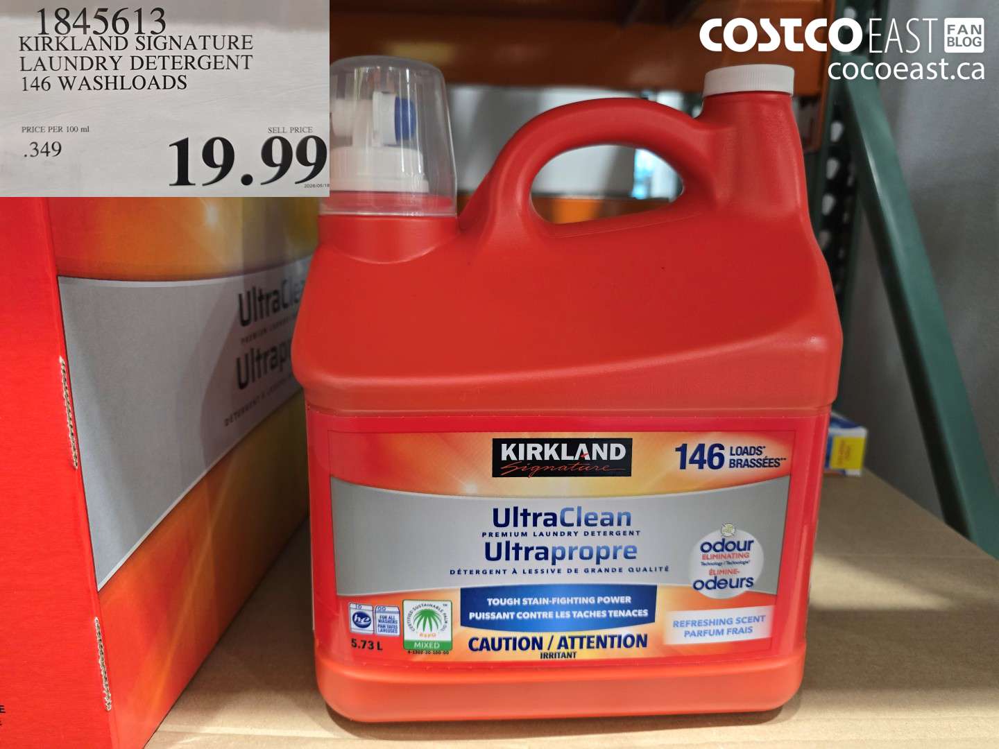 1845613 KIRKLAND SIGNATURE LAUNDRY DETERGENT 146 WASHLOADS $19.99