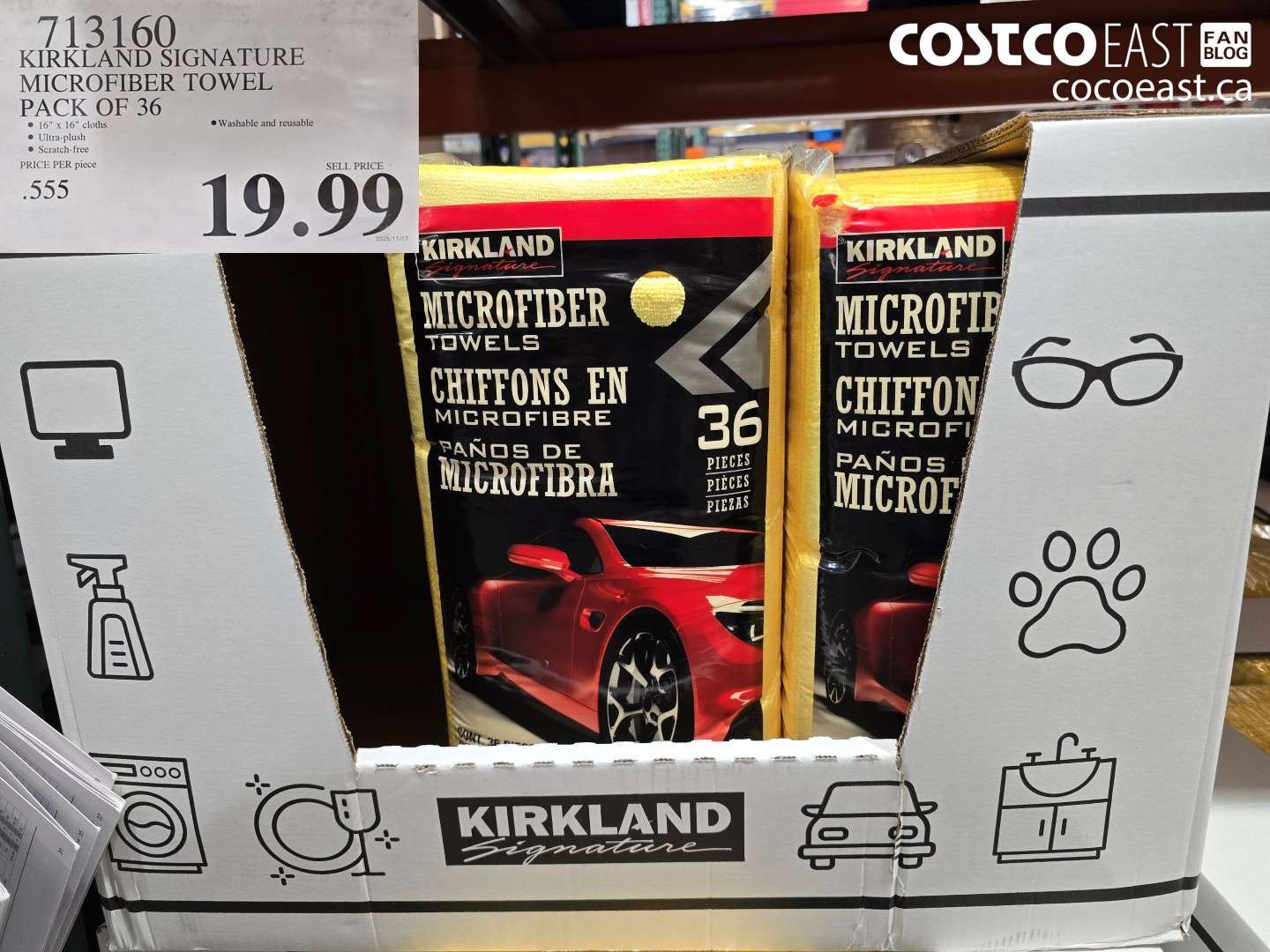 713160 KIRKLAND SIGNATURE MICROFIBER TOWEL PACK OF 36 $19.99