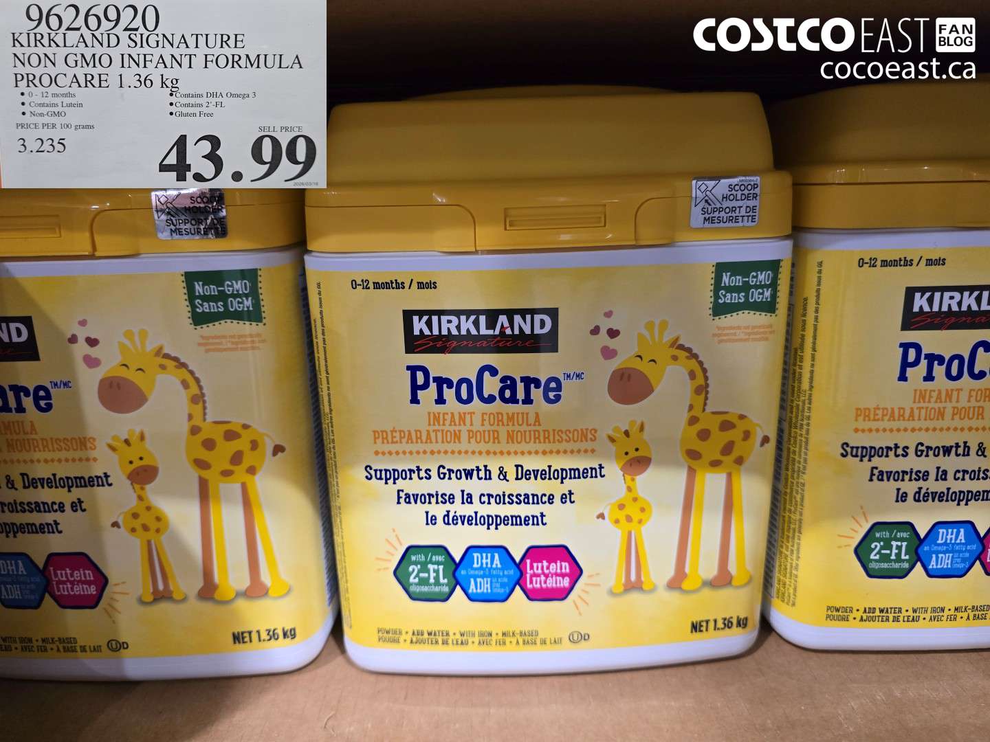 9626920 KIRKLAND SIGNATURE NON GMO INFANT FORMULA PROCARE 1.36 KG $43.99