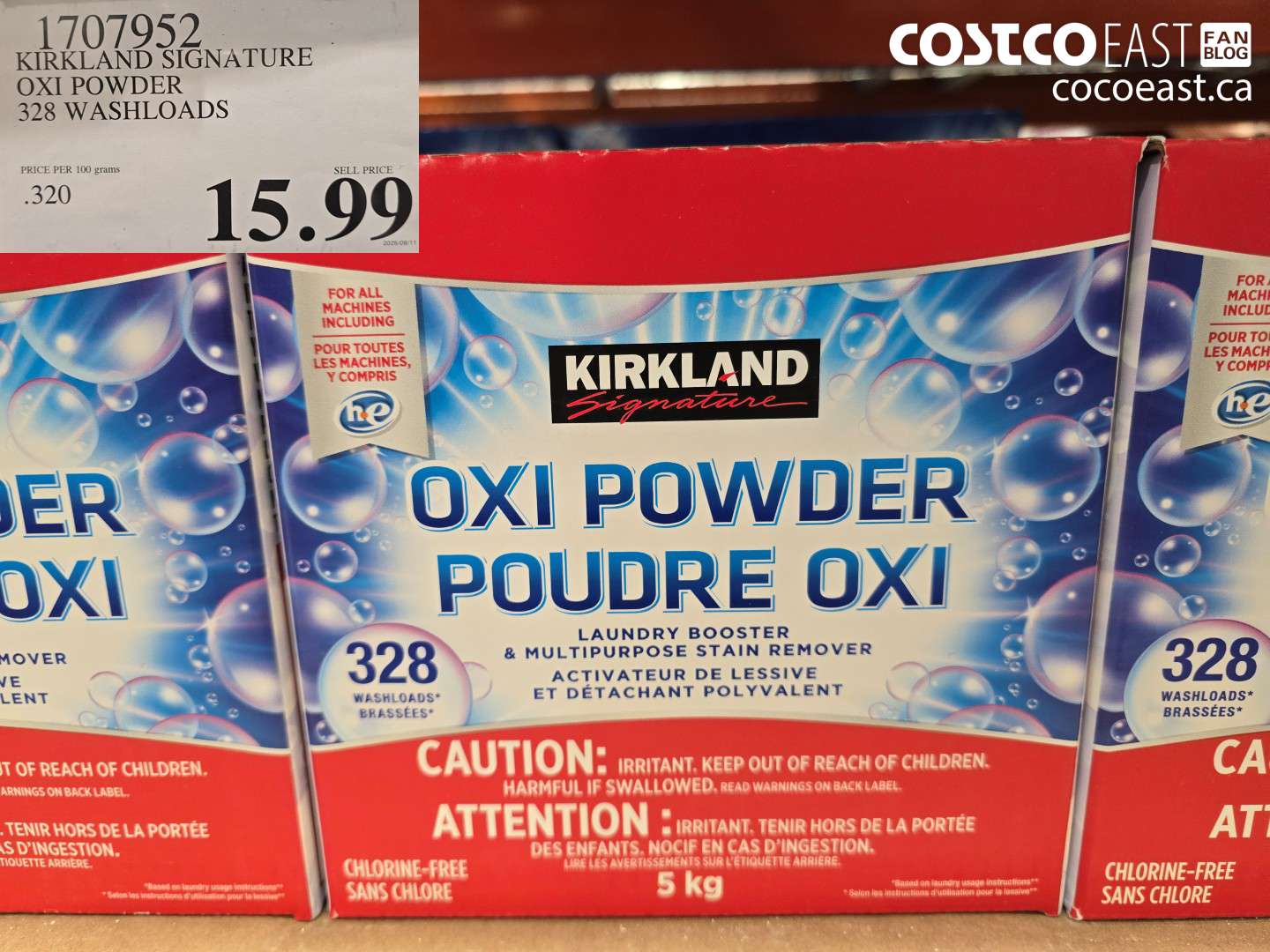 1707952 KIRKLAND SIGNATURE OXI POWDER 328 WASHLOADS $15.99