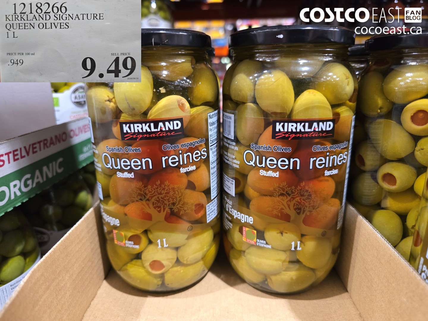 1218266 KIRKLAND SIGNATURE QUEEN OLIVES 1 L $9.49