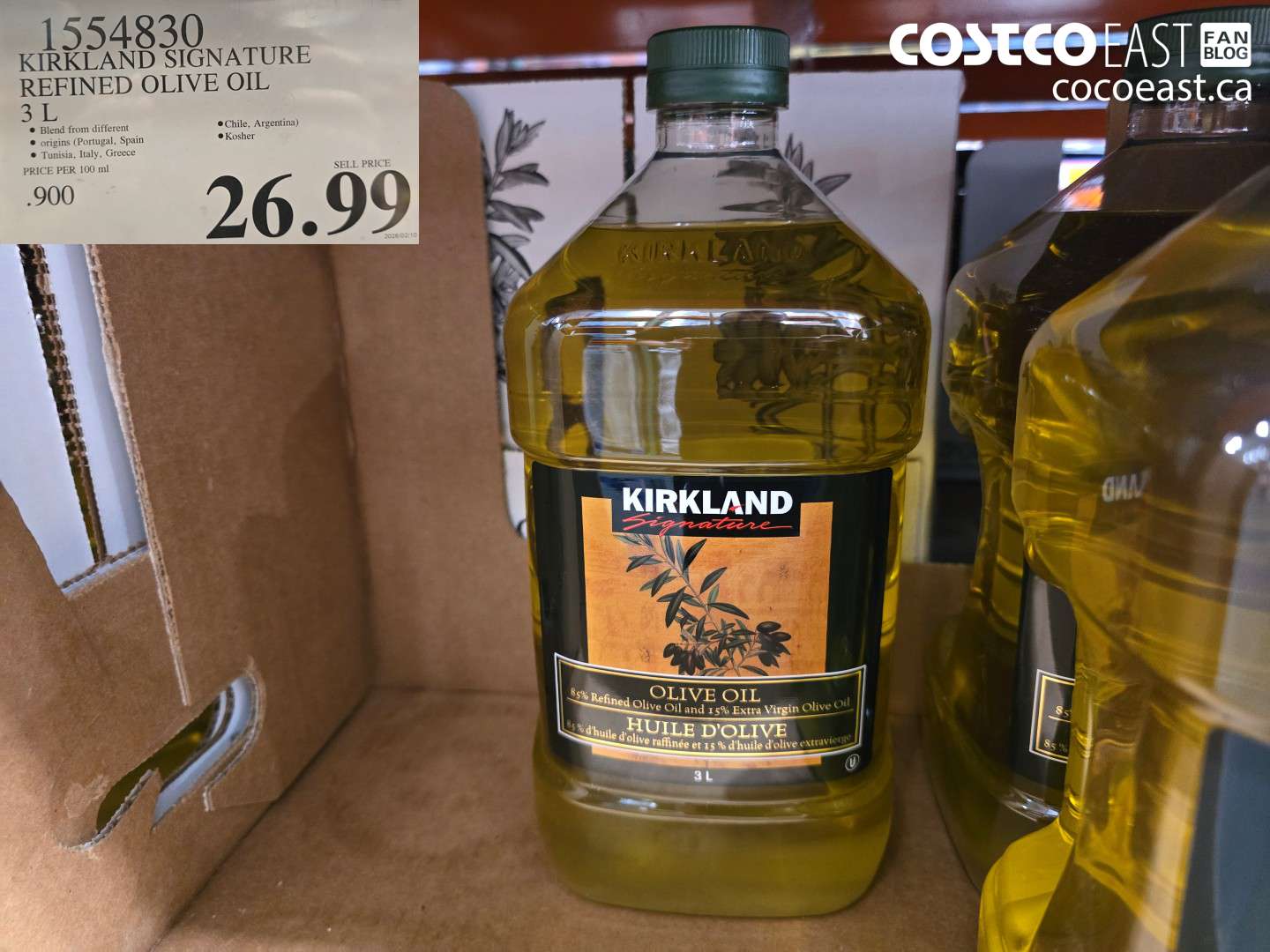 1554830 KIRKLAND SIGNATURE REFINED OLIVE OIL 3 L $26.99