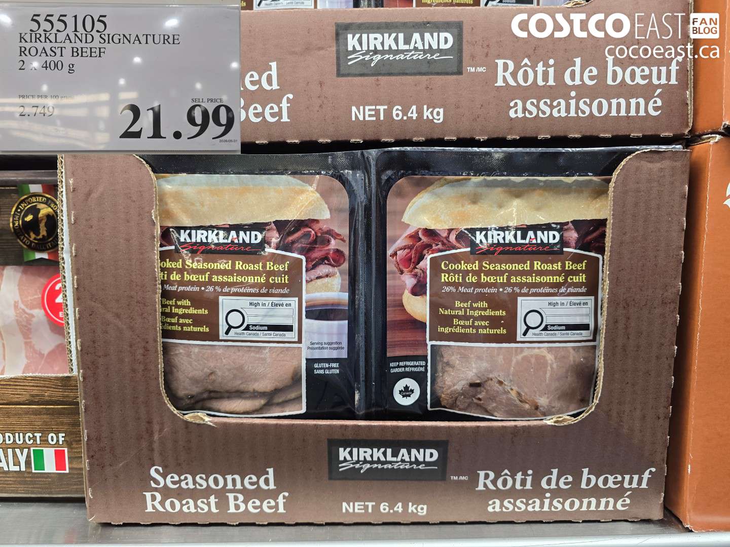555105 KIRKLAND SIGNATURE ROAST BEEF 2 X 400 G $21.99