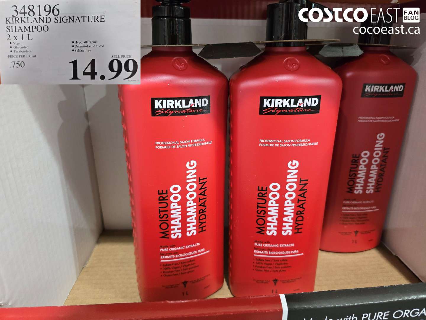 348196 KIRKLAND SIGNATURE SHAMPOO 2 X 1 L $14.99