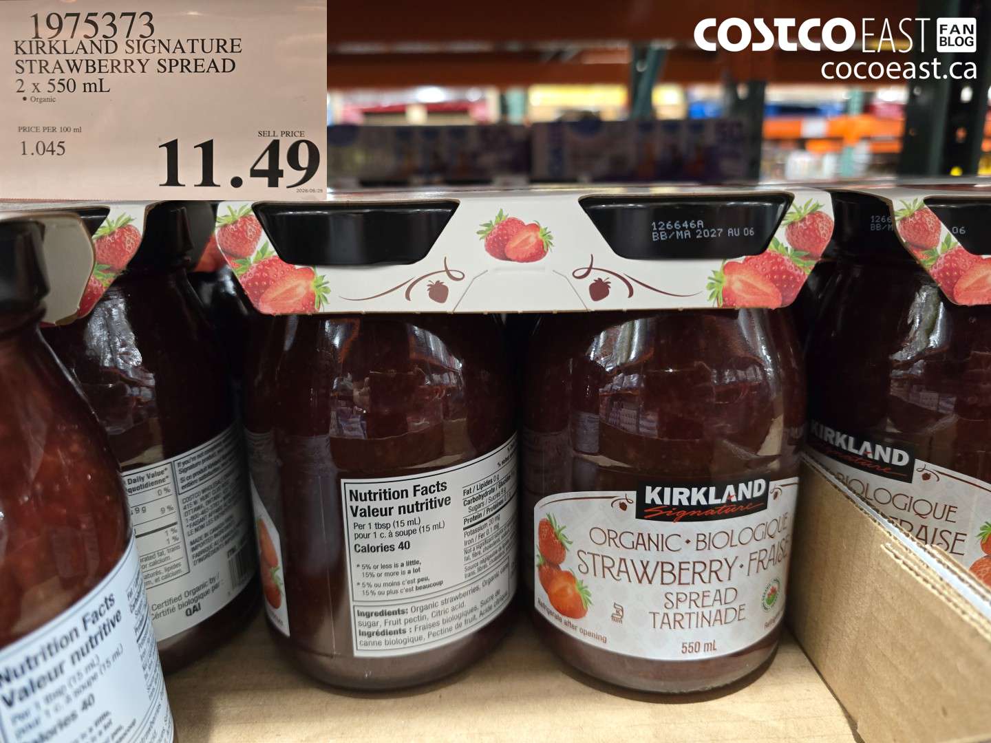 1975373 KIRKLAND SIGNATURE STRAWBERRY SPREAD 2 X 550 ML $11.49