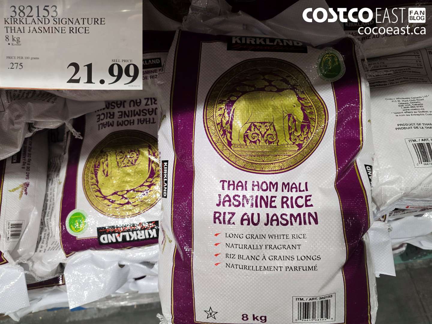 382153 KIRKLAND SIGNATURE THAI JASMINE RICE 8 KG $21.99
