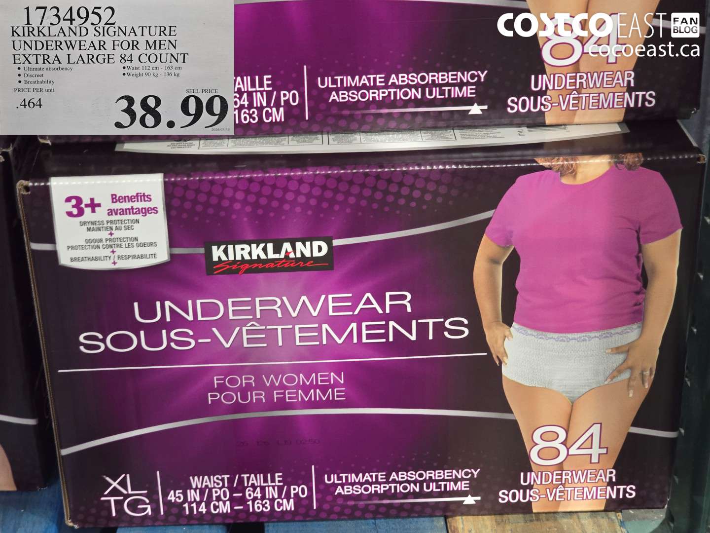 1734952 KIRKLAND SIGNATURE UNDERWEAR FOR MEN EXTRA LARGE 84 COUNT $38.99