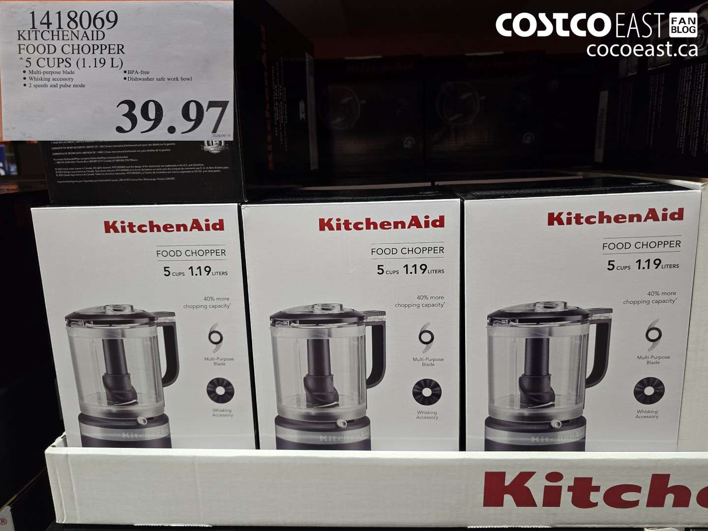 1418069 KITCHENAID FOOD CHOPPER 5 CUPS (1.19 L) $39.97