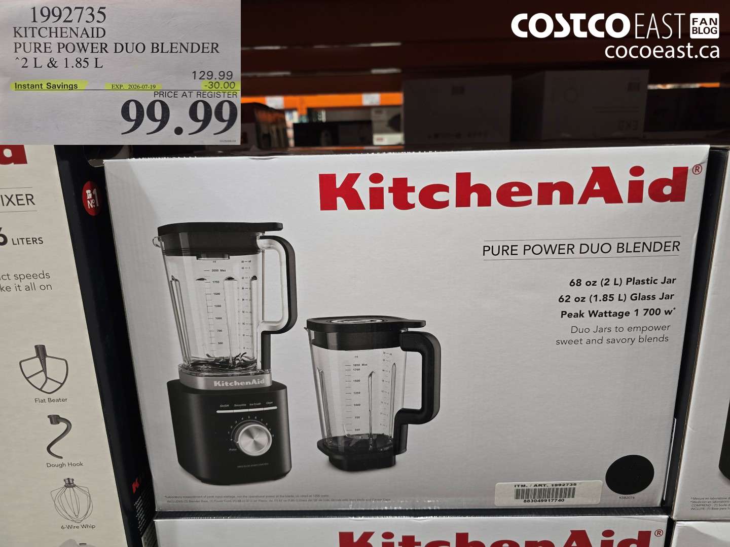 1992735 KITCHENAID PURE POWER DUO BLENDER 2 L & 1.85 L ($30.00 INSTANT SAVINGS EXPIRES ON 2026-07-19) $99.99