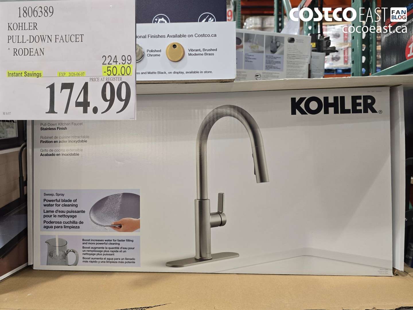 1806389 KOHLER PULL-DOWN FAUCET RODEAN ($50.00 INSTANT SAVINGS EXPIRES ON 2026-06-07) $174.99