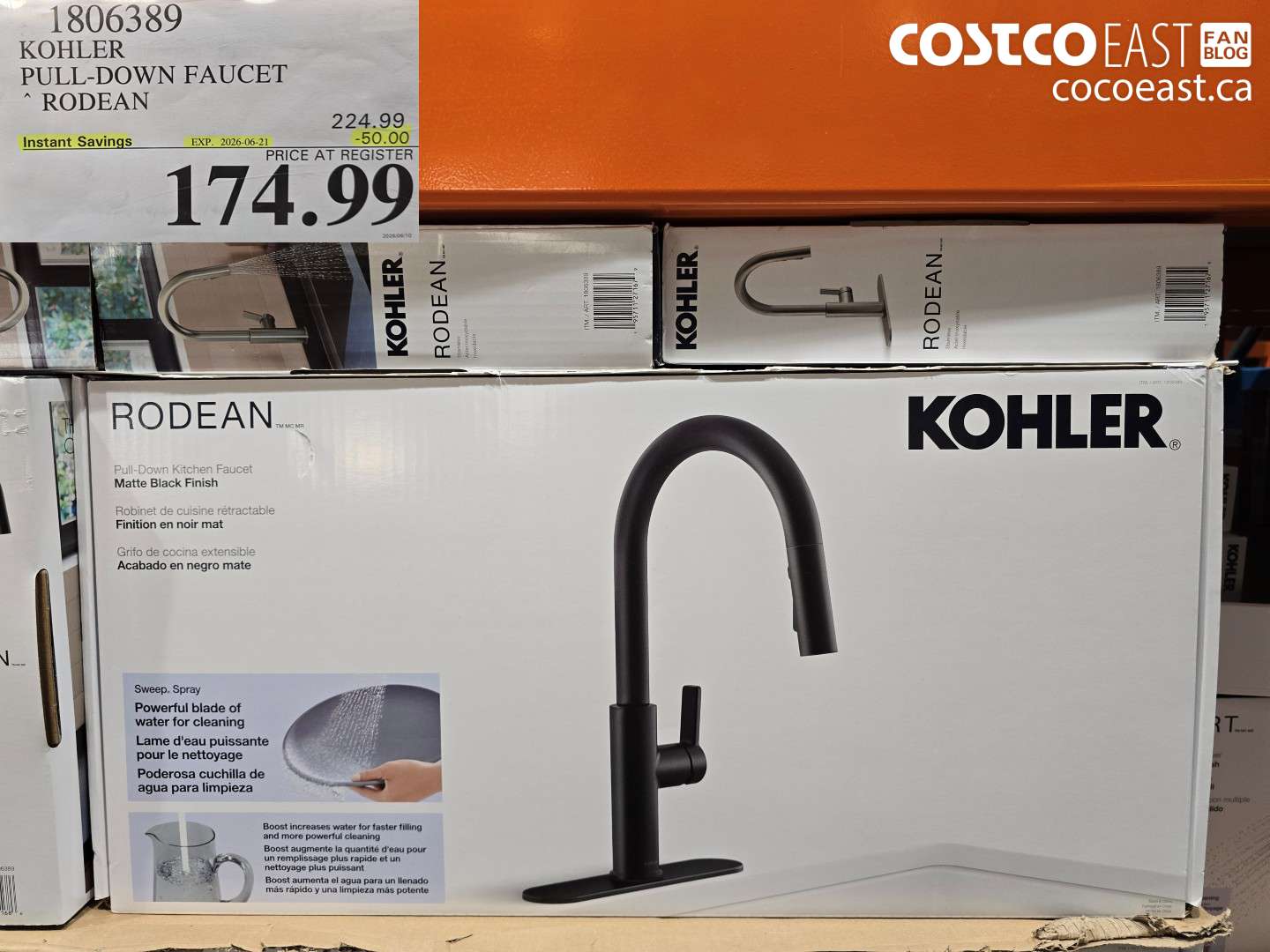 1806389 KOHLER PULL-DOWN FAUCET RODEAN ($50.00 INSTANT SAVINGS EXPIRES ON 2026-06-21) $174.99