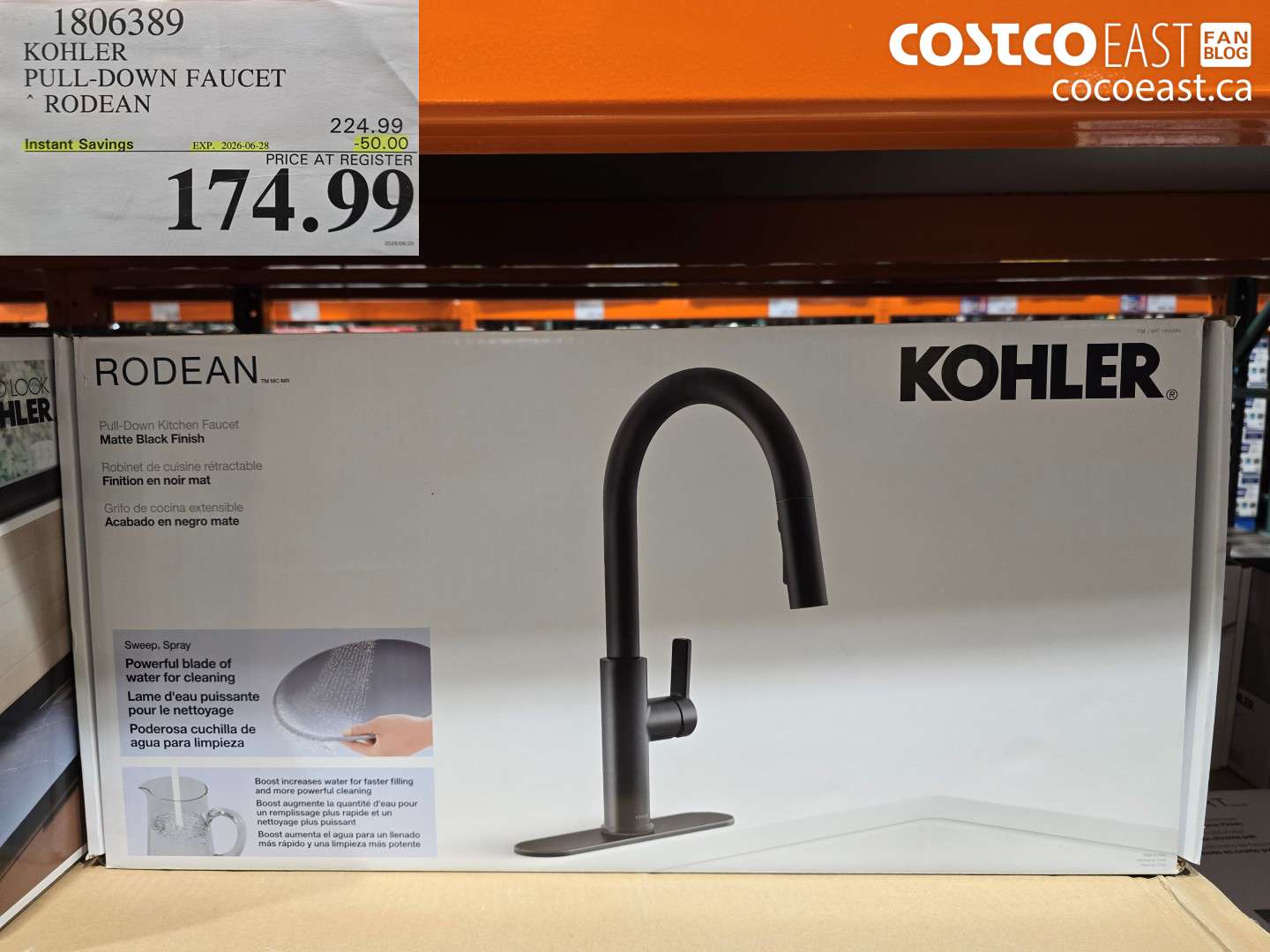 1806389 KOHLER PULL-DOWN FAUCET RODEAN ($50.00 INSTANT SAVINGS EXPIRES ON 2026-06-28) $174.99